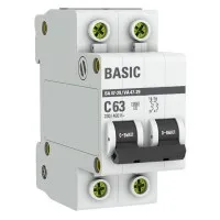 Автоматический выключатель 2P 63А (C) 4,5кА ВА 47-29 Basic (mcb4729-2-63C). Автоматический выключатель. EKF
