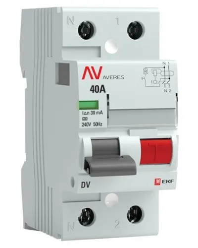 DV 2P 40А/ 30мА (AC)  AVERES (rccb-2-40-30-ac-av). Выключатели дифференциального тока (УЗО). EKF в Петрозаводске