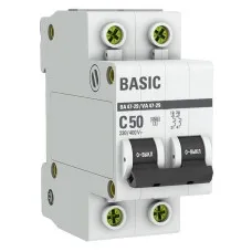 Автоматический выключатель 2P 50А (C) 4,5кА ВА 47-29 Basic (mcb4729-2-50C). Автоматический выключатель. EKF