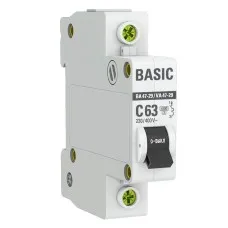 Автоматический выключатель 1P 63А (C) 4,5кА ВА 47-29 Basic (mcb4729-1-63C). Автоматический выключатель. EKF