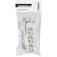 У03 3 места, 7м GENERICA (WYP10-10-03-07-Z-G). Удлинитель 3 места 2P+PE, 3х1 кв.мм, 10А, 250В. IEK