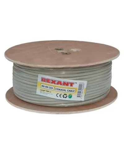 RG-8X, 50 Ом, CCS/Al/A, 75% (01-2021). Кабель коаксиальный радиочастотный. Rexant в Петрозаводске