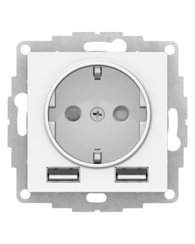 AtlasDesign розетка 1-местная с 2 USB A+A, скрытой установки, механизм, белый (ATN000130). Розетка с USB. Systeme Electric в Петрозаводске