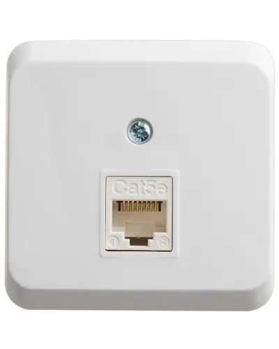 Этюд розетка RJ45 1-местная, кат. 5Е, открытой установки, белый (KOMA-001B). Розетка компьютерная. Systeme Electric в Петрозаводске