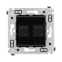 Розетка RJ-45 в стену, кат.5E, Avanti, двойная, черный квадрат (4402664). Розетка компьютерная. ДКС