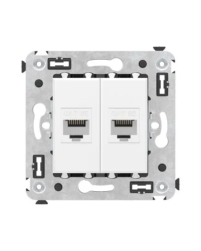 Розетка RJ-45 в стену, кат.5E, Avanti, двойная, белое облако (4400664). Розетка компьютерная. ДКС в Петрозаводске