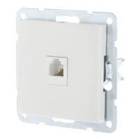 Розетка телефонная RJ-12 с накладкой, белый LK60 (865504-1). Розетка телефонная. Экопласт