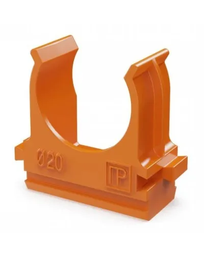Крепёж-клипса для труб АБС-пластик оранжевая D20 (100 шт) (PR13.0064). Крепление для труб ПВХ. Промрукав в Петрозаводске